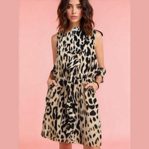 Calvin Klein Black and Cream Animal Print Mini Dress